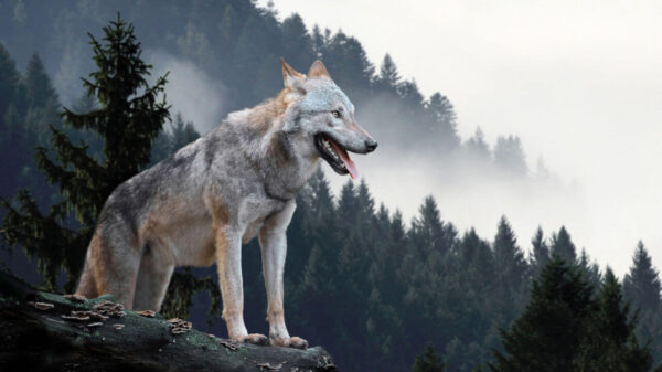Lobo na montanha.
