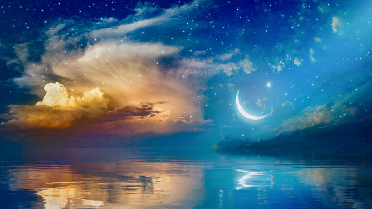 mar, céu e lua