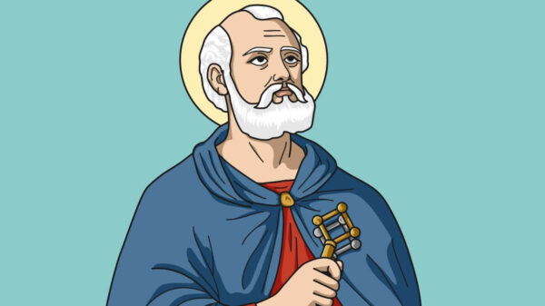 Ilustração vetorial colorida de São Pedro, apóstolo de Cristo.