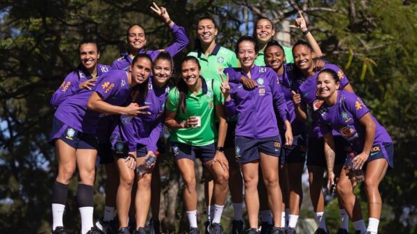 Time da Seleção Brasileira Feminina em Gold Coast, na Austrália.