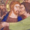 Pintura de Judas traindo Jesus com um beijo.